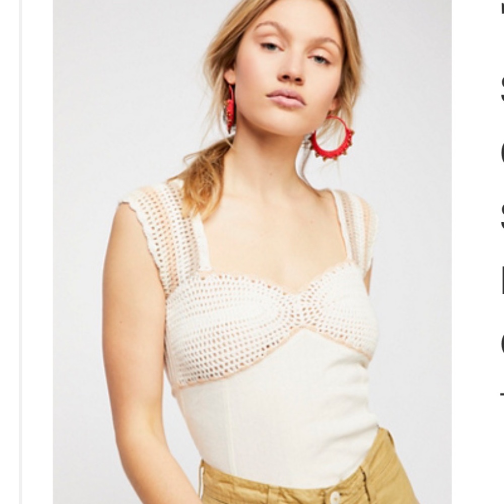 NWT Free People Cream Crochet Tank Top